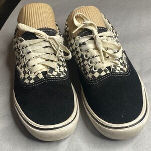 Vans Black and Cream Checkered Sneakers